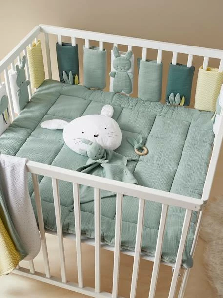New π₯ Breathable Cot Bumper, MENTHE A L'EAU - green β - Image 2
