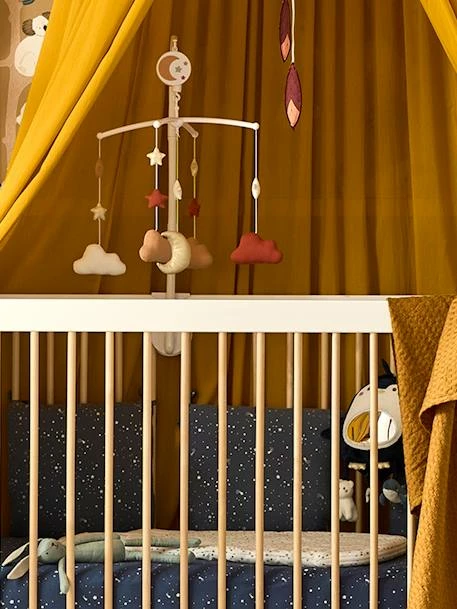 Discount π₯ Glittery Moon & Stars Mobile - brown dark solid with design, Nursery π - Image 3