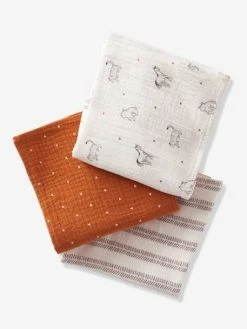 Deals π₯ Pack of 3 Organic* Cotton Gauze Squares, Little Nomad - white light all over printed, Nursery π