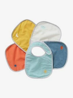 Best Sale ✔️ Pack of 5 Bibs in Terry Cloth & PVC - blue, Nursery 🎁