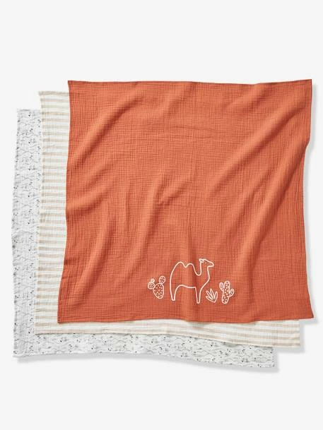 Deals 🥰 Set of 3 Wild Sahara Muslin Squares - white light striped, Nursery 🥰 - Image 2
