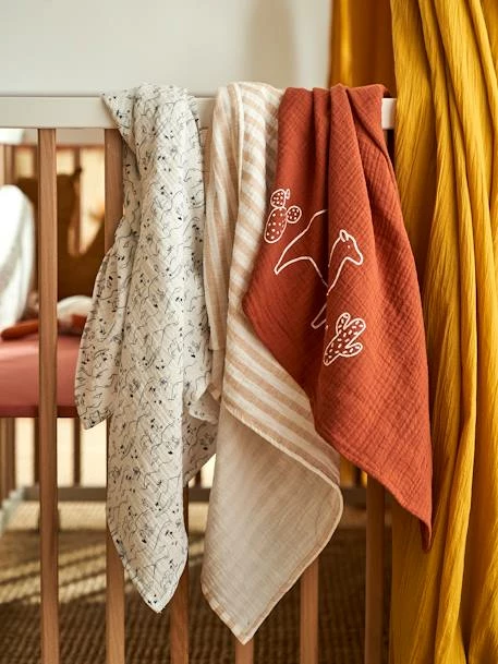 Deals 🥰 Set of 3 Wild Sahara Muslin Squares - white light striped, Nursery 🥰 - Image 3