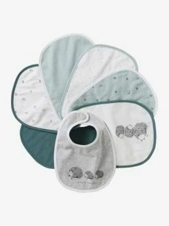 Coupon ⭐ Vertbaudet Pack of 7 Newborn Bibs - light green/print, Nursery ✔️